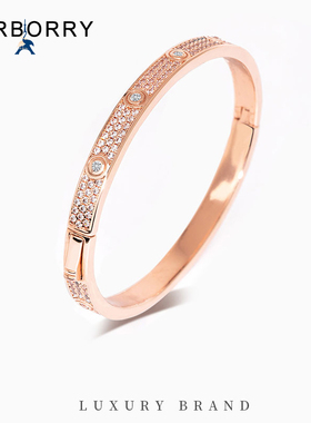 巴宝黎18K玫瑰金钻石实心不褪色