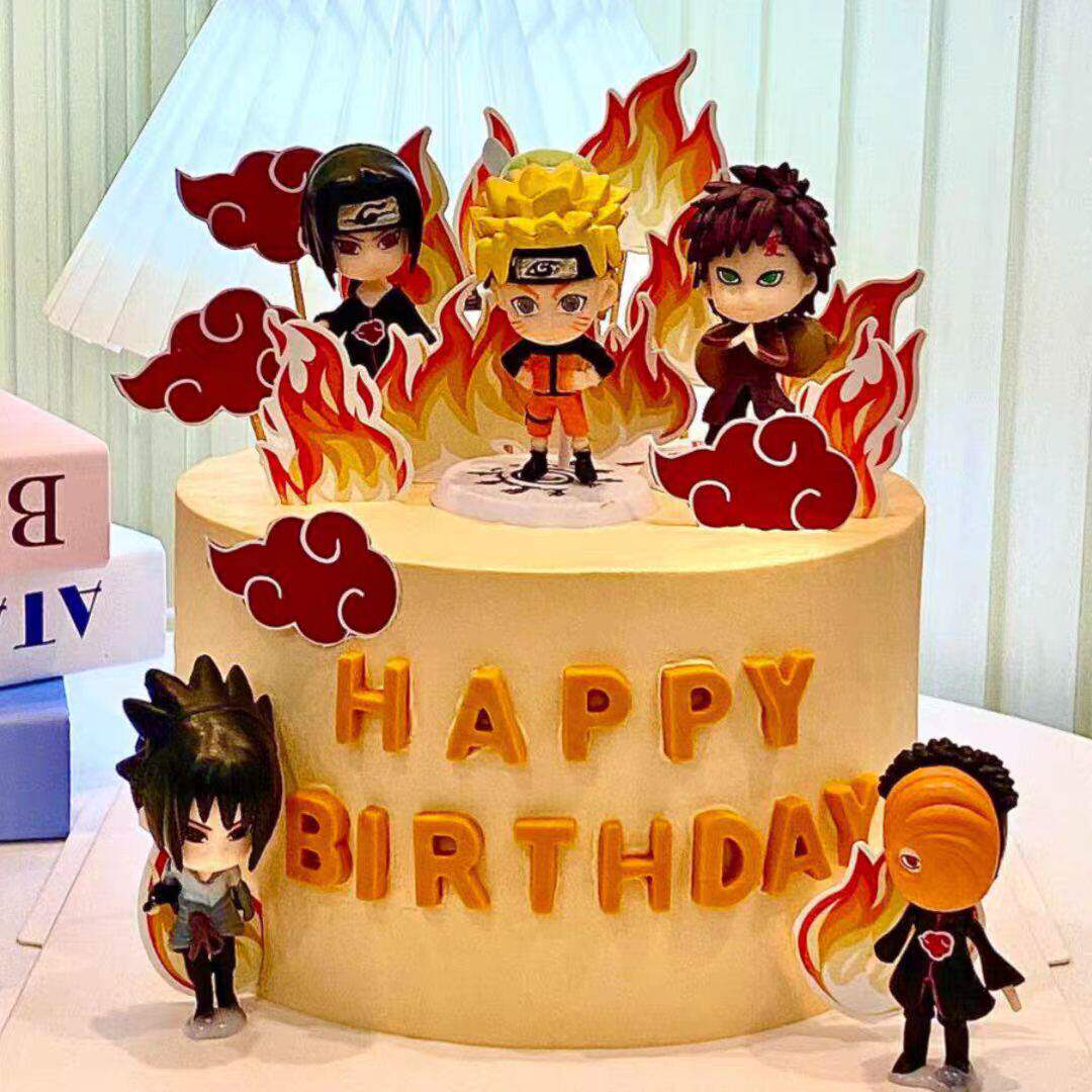 网红火影忍者主题蛋糕装饰摆件生日字母模具火焰祥云烘焙装扮插件