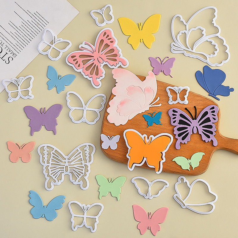 新款糖堡森林镂空蝴蝶多款式切模套装翻糖生日蛋糕烘焙印花模具