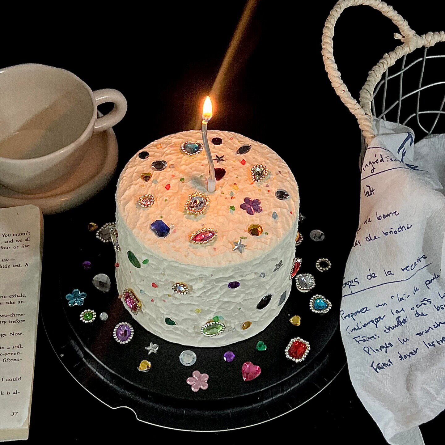 网红水晶宝石蛋糕装饰摆件混合钻石女神生日派对甜品烘焙装扮点缀