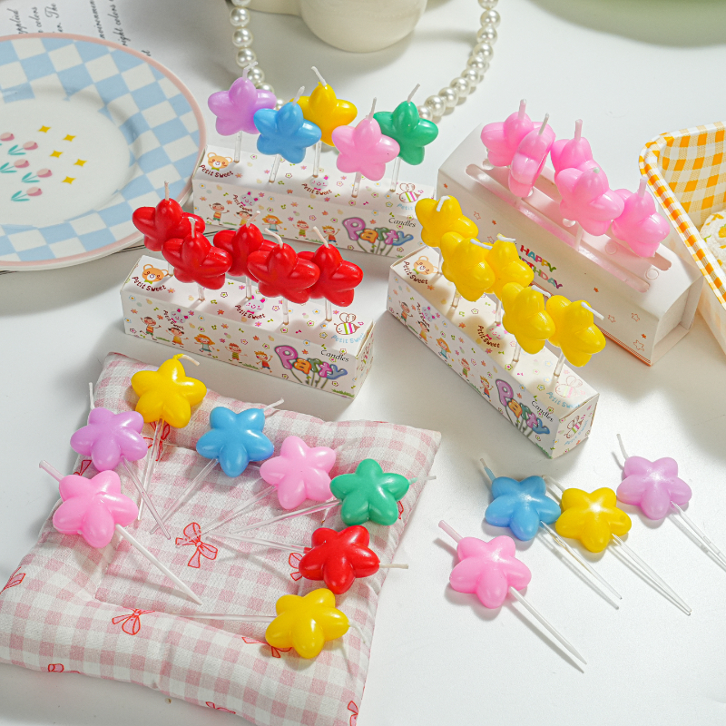 网红简约ins五角星蜡烛蛋糕装饰彩色星星蜡烛儿童生日甜品台插件
