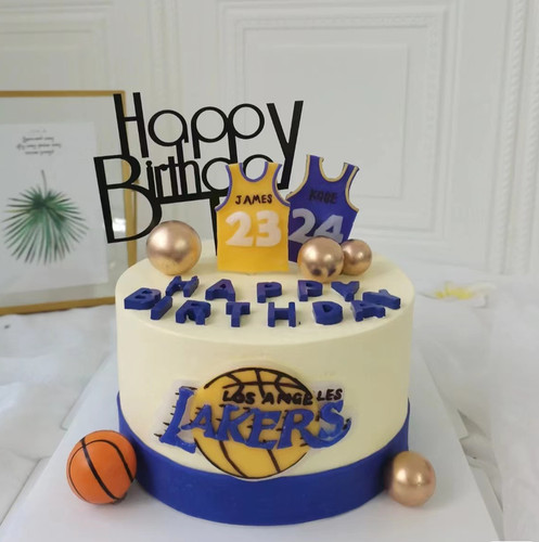 男生主题篮球蛋糕装饰摆件软胶23号球衣男孩男神球框生日快乐插件