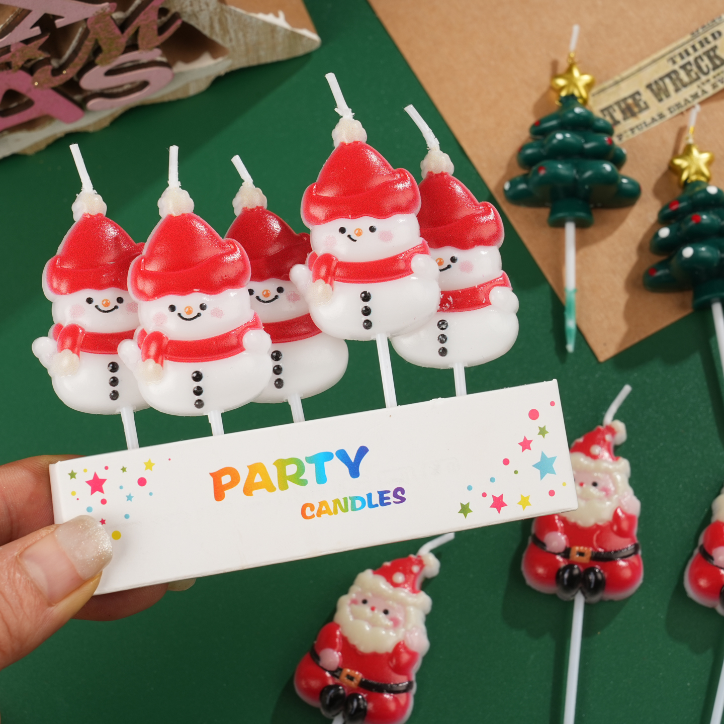 网红圣诞节圣诞老人雪人蜡烛蛋糕装饰摆件星星圣诞树节日快乐装扮