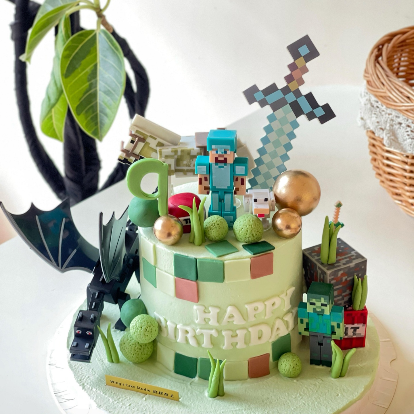 网红我的世界蛋糕装饰摆件史蒂夫积木人偶儿童生日派对配件插件