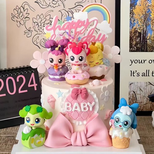 网红可爱奇妙萌可女孩蛋糕装饰摆件彩虹插牌女生公主烘焙生日装扮
