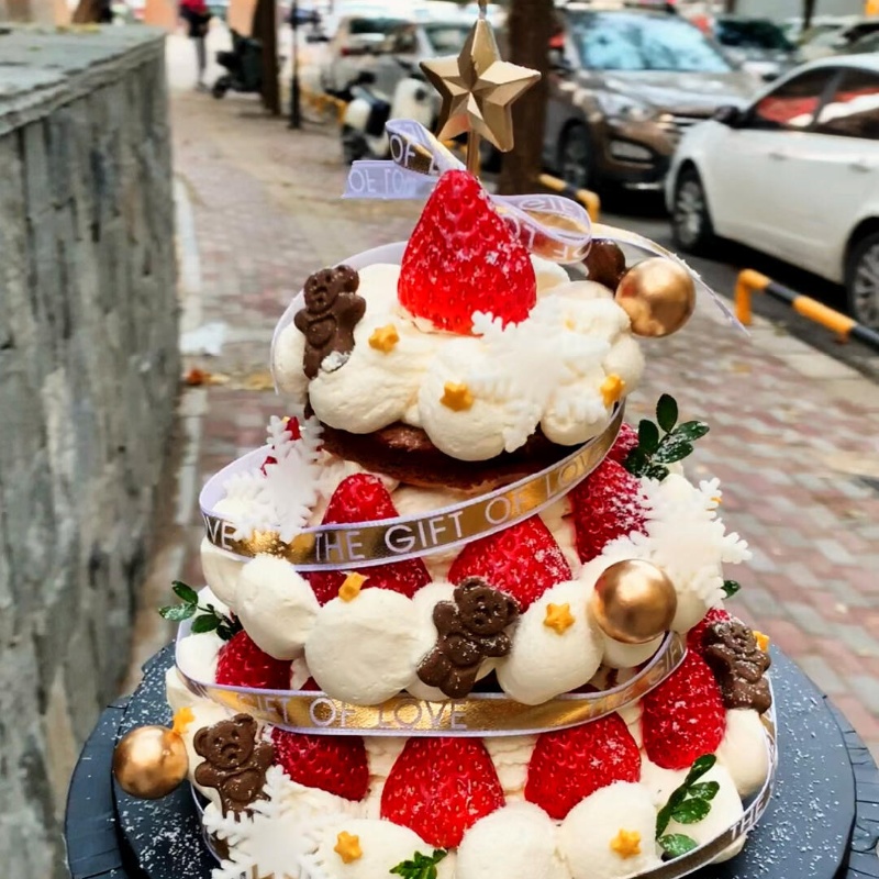 网红圣诞节许愿塔蛋糕装饰软胶雪花圣诞快乐丝带烘焙甜品装扮配件