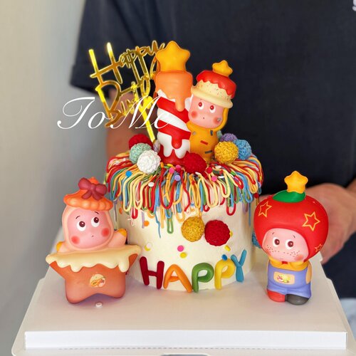 网红卡通蜡烛星星人蛋糕装饰摆件彩色字母儿童生日甜品台插件配件