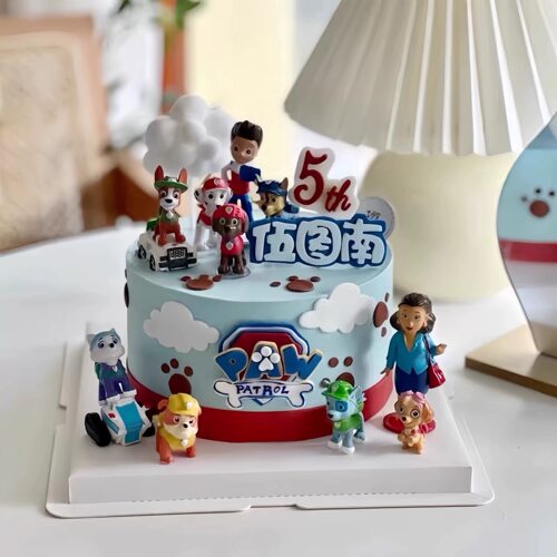 网红儿童主题卡通狗狗队长蛋糕装饰摆件狗狗生日插牌烘焙甜品装扮