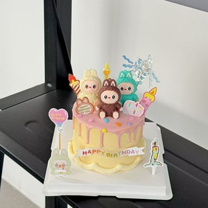 网红布布蛋糕装饰插件可爱坐姿小兔子bubu生日派对甜品台装扮插牌