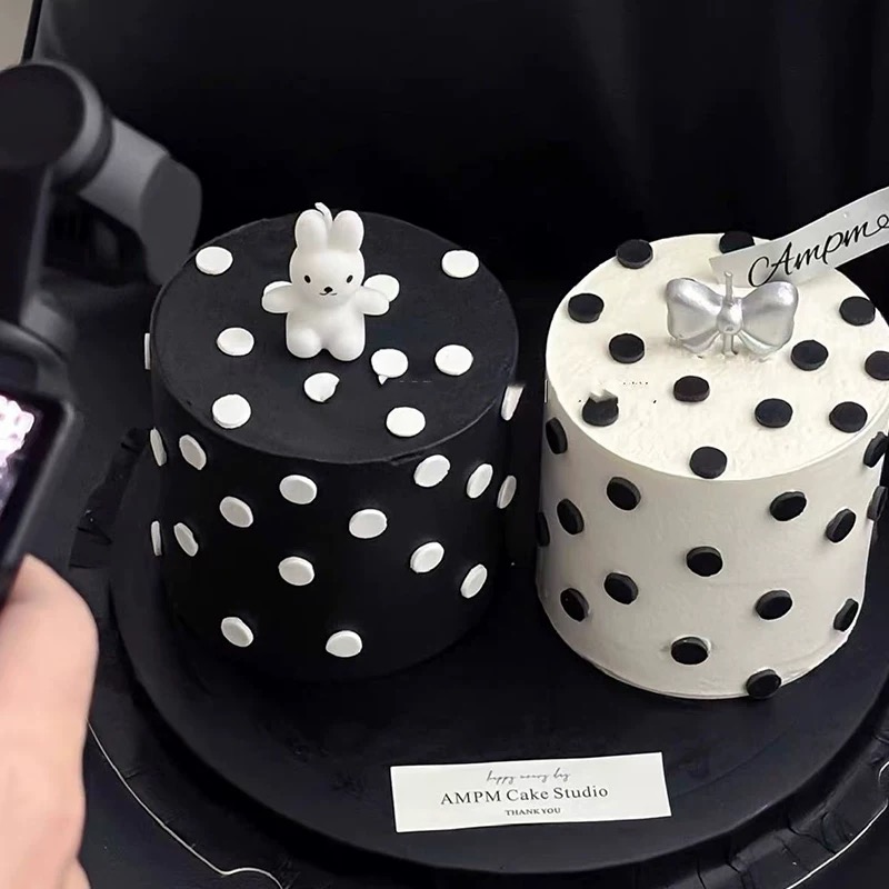 2026网红简约韩系小兔子蜡烛蛋糕装饰插件蝴蝶结蜡烛烘焙摆件配件