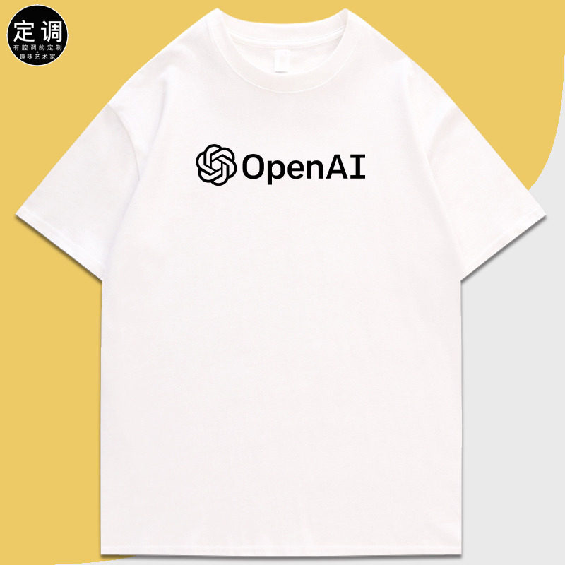 open ai chat极客gpt圆领马斯克印花字母logo短袖T恤定制衣服