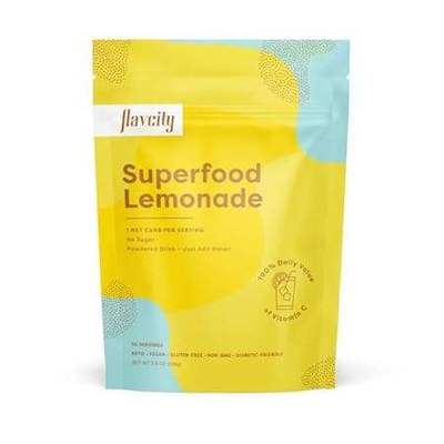 FlavCity Superfood Lemonade Powdered Drink， 30 Servings –