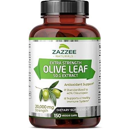 Zazzee Extra Strength Olive Leaf 50:1 Extract， 20，000 mg