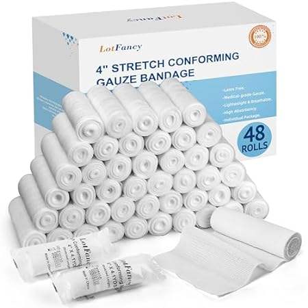 LotFancy Gauze Bandage Roll, 48-Count Gauze Wrap, 4 x 4