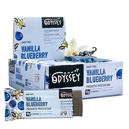 Odyssey Snacks， Vanilla Blueberry Prebiotic Protein Bars，
