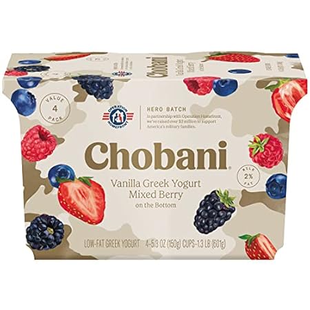Chobani? Low-Fat Vanilla Greek Yogurt, Mixed Berry on the