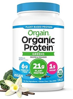 Orgain Organic Vegan Protein Powder + Greens， Vanilla Bea