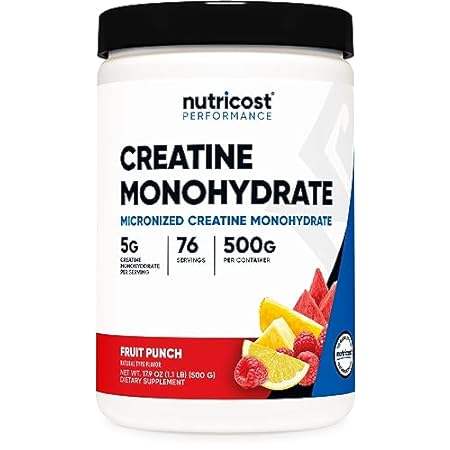 Nutricost Creatine Monohydrate Powder (Fruit Punch， 500 G