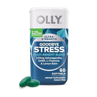 OLLY Ultra Strength Goodbye Stress Softgels， GABA， Ashwag
