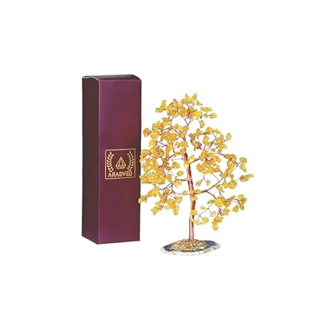 Crystal Citrine Tree with Slice Base， Gifts for Men and W