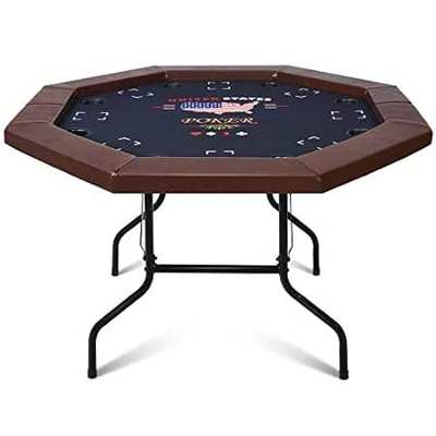 RayChee Poker Table Foldable， 8 Player Octagonal Folding