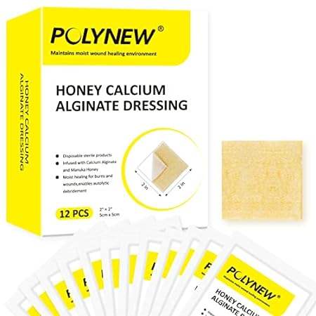 Polynew Manuka Honey Calcium Alginate Dressing， 12 Indivi