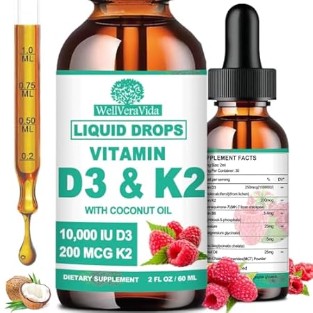 D3 K2 Vitamin 10000iu， Liquid Drop Vitamin D3 With K2 (MK