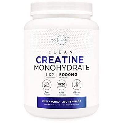 Type Zero Creatine Monohydrate (Unflavored) 1 KG， 5000mg