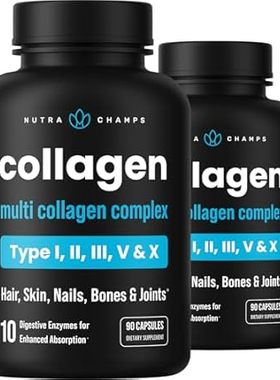 Multi Collagen Pills | Types I，II，III，V，X | Double Hydro