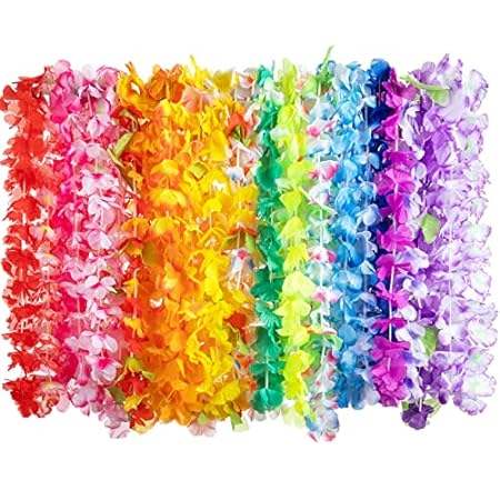 JOYIN 120 Counts Hawaiian Leis Bulk， Colorful Tropical Fl
