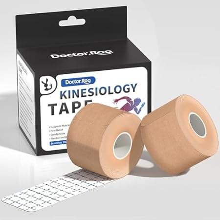 Kinesiology Tape， Precut Strips (2 Rolls)， Waterproof Cot