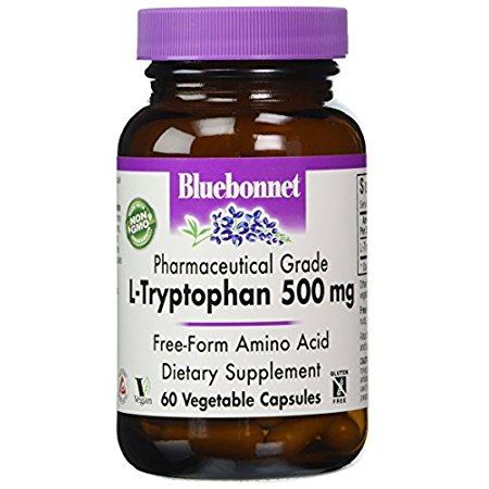 bluebonnet l-tryptophan 500 mg vitamin capsules, 60 count
