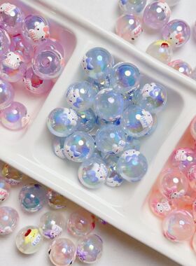 卡通细闪立体印花三丽鸥圆珠直孔