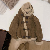 羊羔毛麂皮绒皮毛一体短外套女2025新款 爆款 秋冬独特超好看羊羔绒