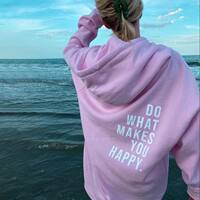 American retro laid-back print pure English fleece heavy pink hooded sweatshirt for women, loose and casual European and American hoodie thumbnail 4