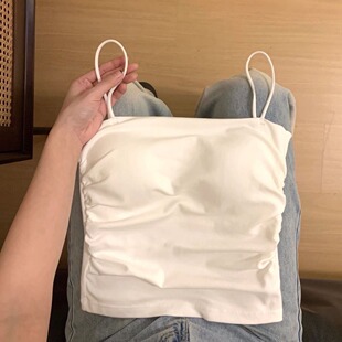 美背白色纯欲风带胸垫小吊带背心女夏季 内搭外穿独特精致绝美上衣