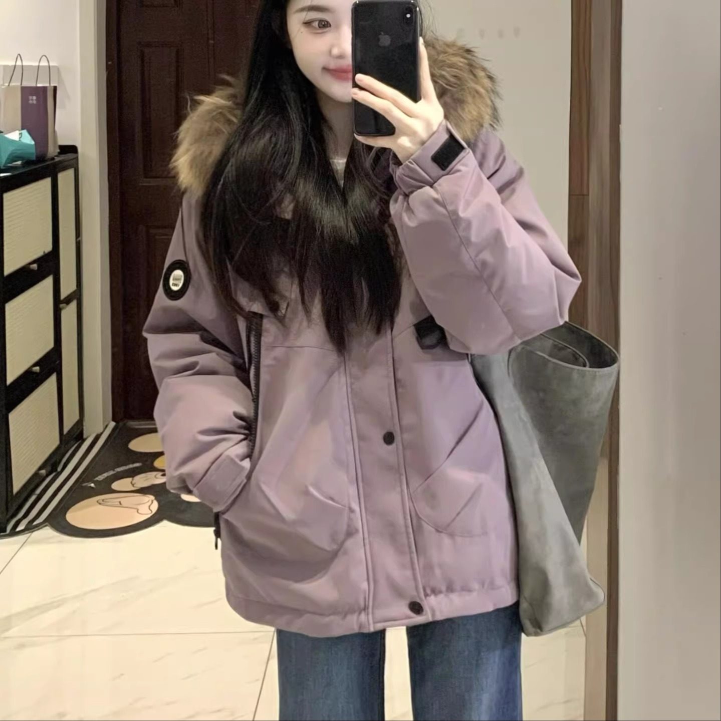 高充绒量2025冬季新款白鸭绒派克羽绒服女中长款版型巨好看大毛领