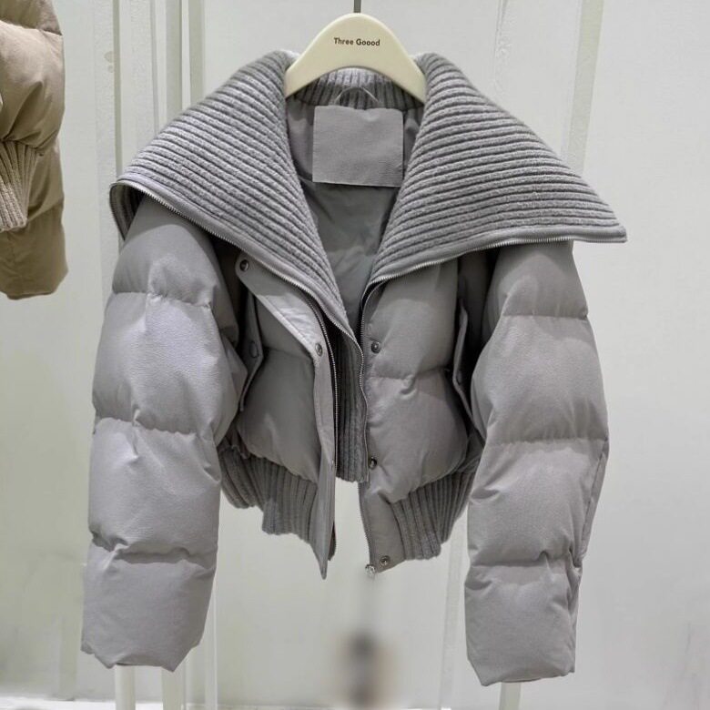 2025年新款羽绒服女短款高腰大翻领时尚高级感白鸭绒冬季保暖外套