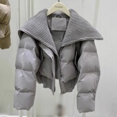 2025年新款 保暖外套 高级感白鸭绒冬季 羽绒服女短款 高腰大翻领时尚