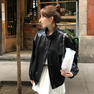 韩版 小个子帅气辣妹风衣夹克 chic宽松廓形甜酷风皮衣外套女秋新款