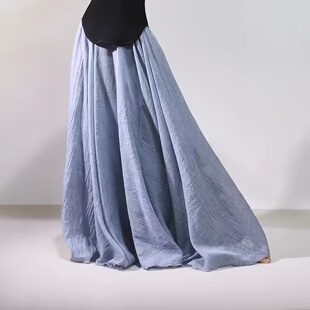 Takeoff双层棉麻半身裙春秋女中长款 汉服a字裙长裙 文艺气质新中式