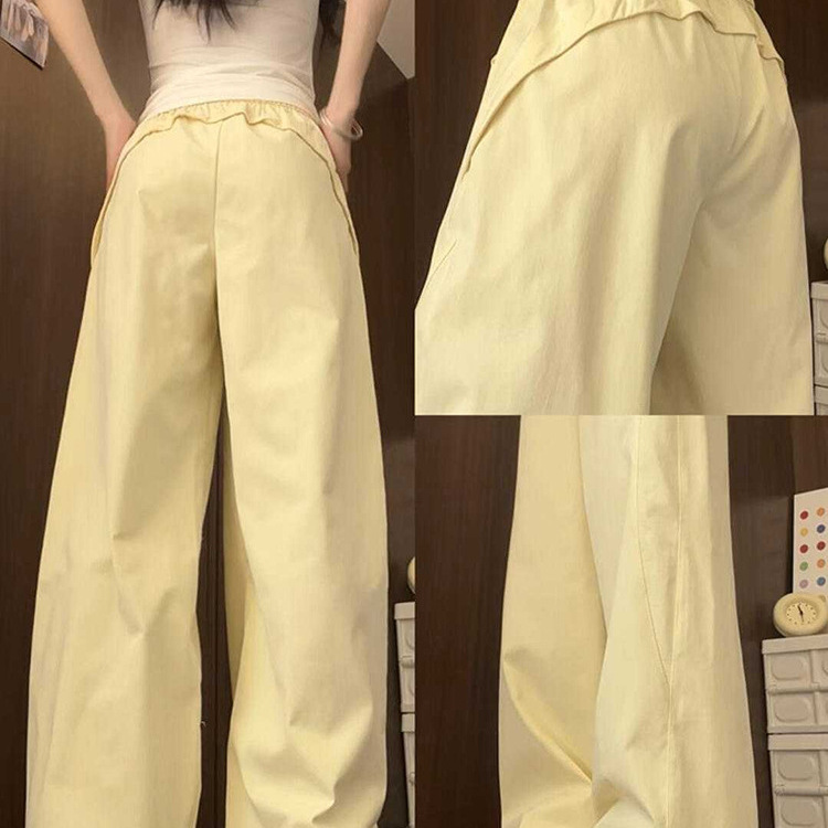 黄色速干工装裤女夏季薄款2025新款小个子休闲防晒美式阔腿运动裤