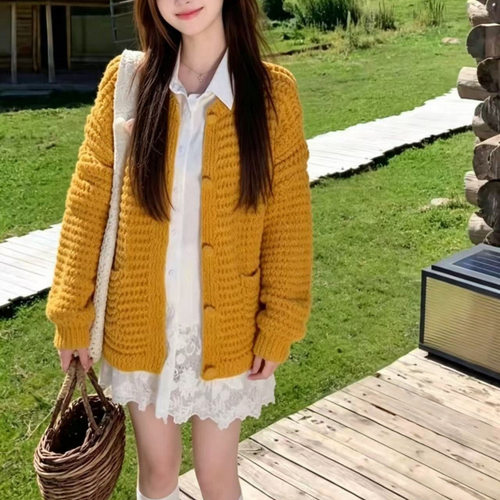 TAKE26秋新款宽松慵懒风大版型针织开衫女显瘦软糯松弛感毛衣外套