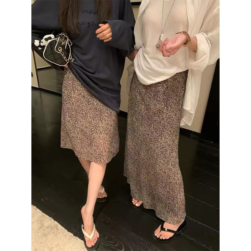 TAKE 自制自带凉感~松紧腰百搭豹纹系列半身裙女夏季新款显瘦短裙
