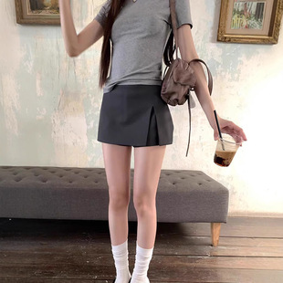 超火包臀灰色裙子小个子西装 2026新款 a字半身裙女夏季 短裙 Take