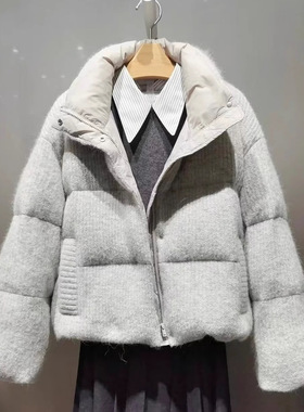 M**檬女装2025冬新品时尚百搭浅灰色白鸭绒羽绒服外套5FA280841Q