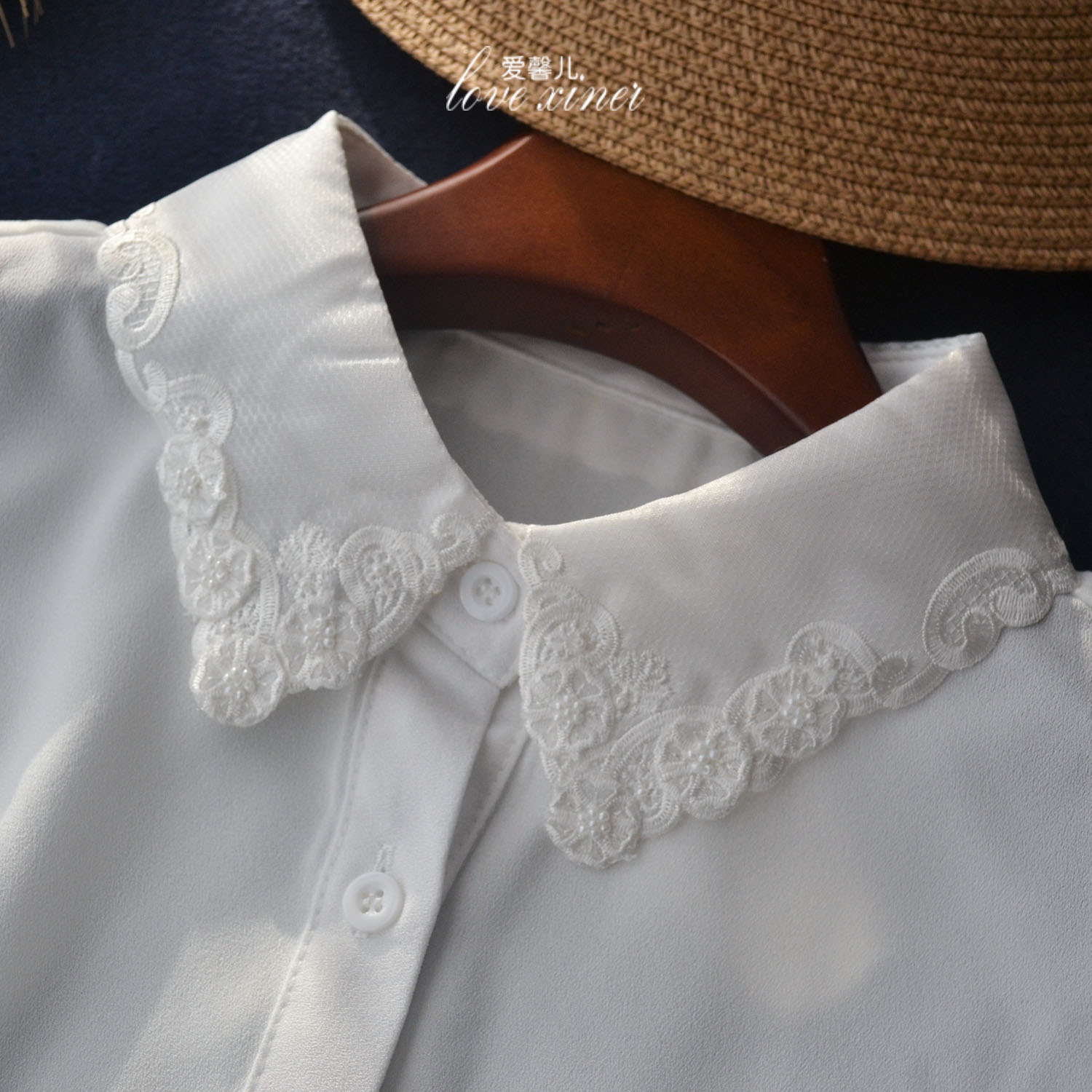 爱馨儿钻珠刺绣假领子秋冬韩版