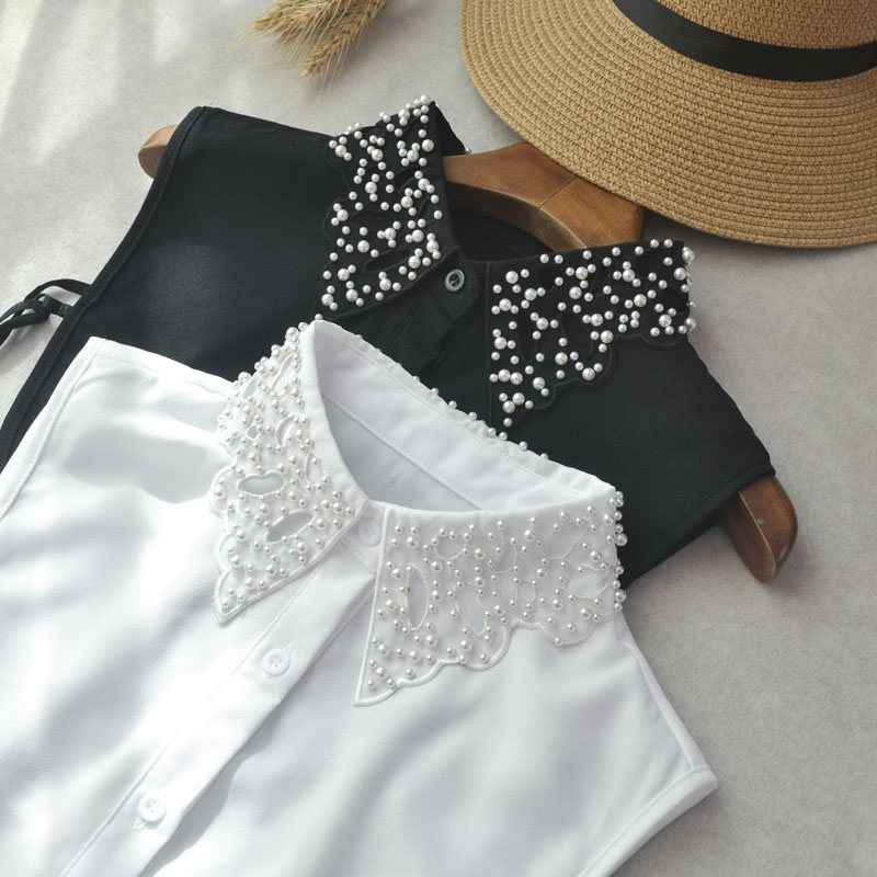 重工满领钉珠假领子2025新款韩版镂空尖角假衬衫女士内搭装饰领