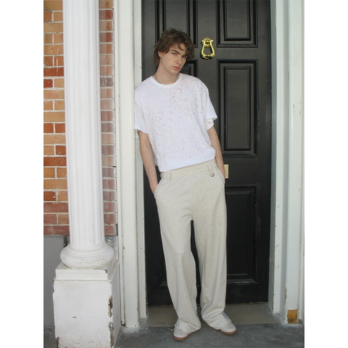 CMF散边立体剪裁花灰针织长裤