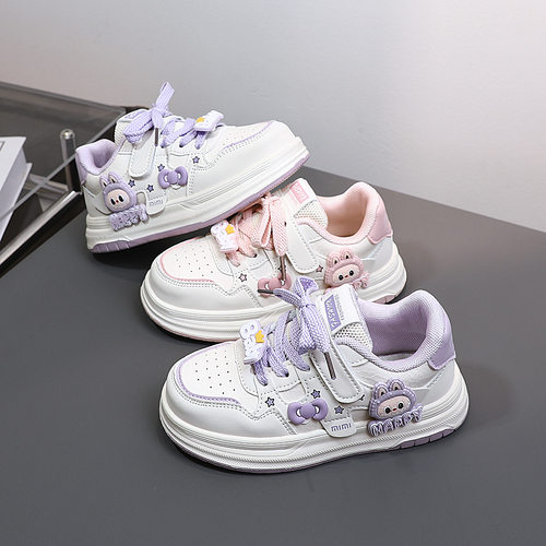女童小白鞋2025春秋拉布布小女孩低帮休闲鞋中小童百搭玩偶板鞋